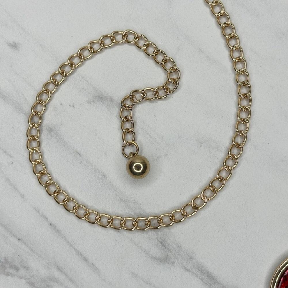 Chunky Red Rhinestone Chain Link Belt One Size (OS) ✨ - Picture 10 of 10